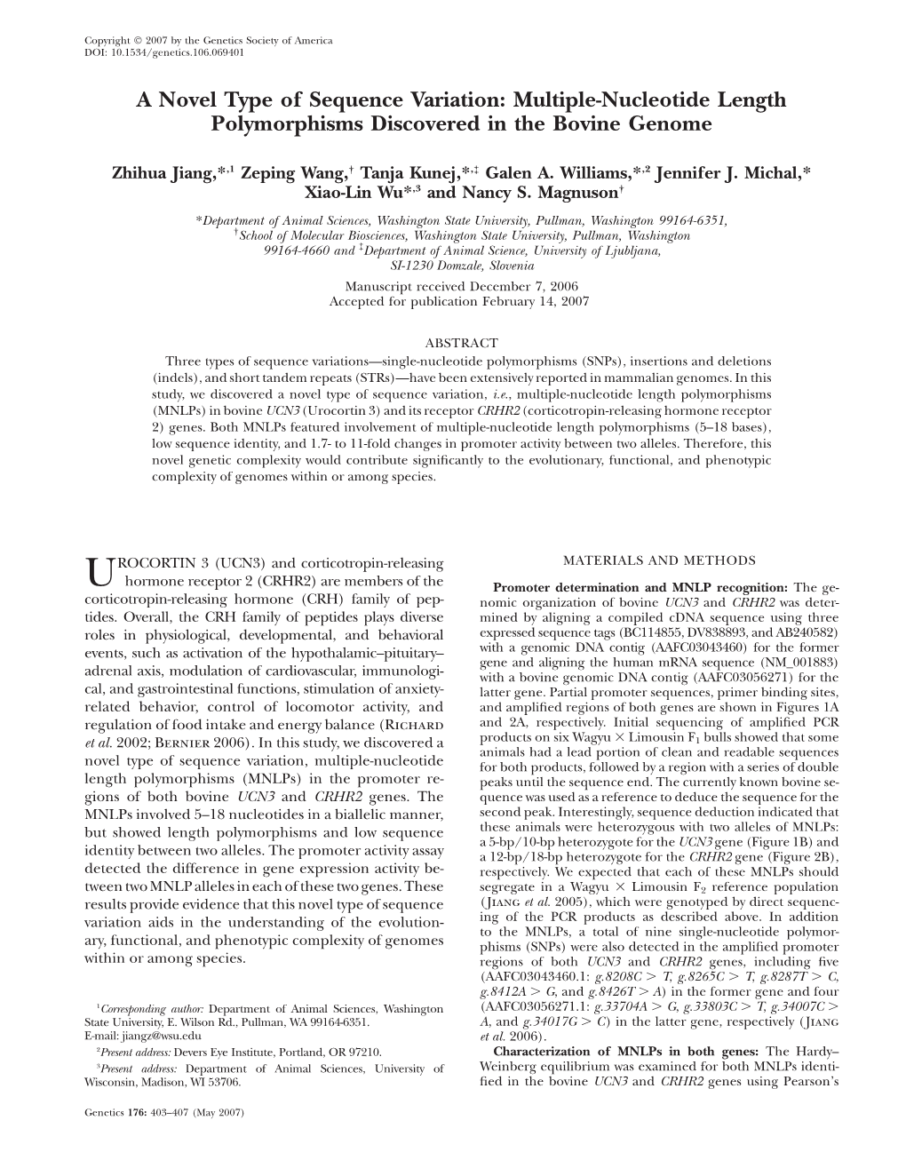 A Novel Type of Sequence Variation: Multiple-Nucleotide Length Polymorphisms Discovered in the Bovine Genome