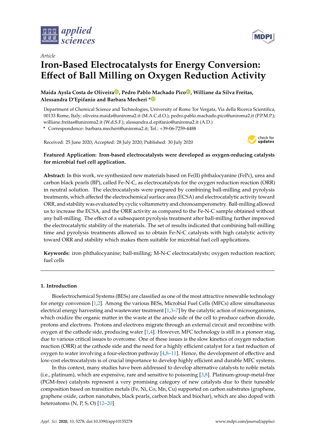Effect of Ball Milling on Oxygen Reduction Activity