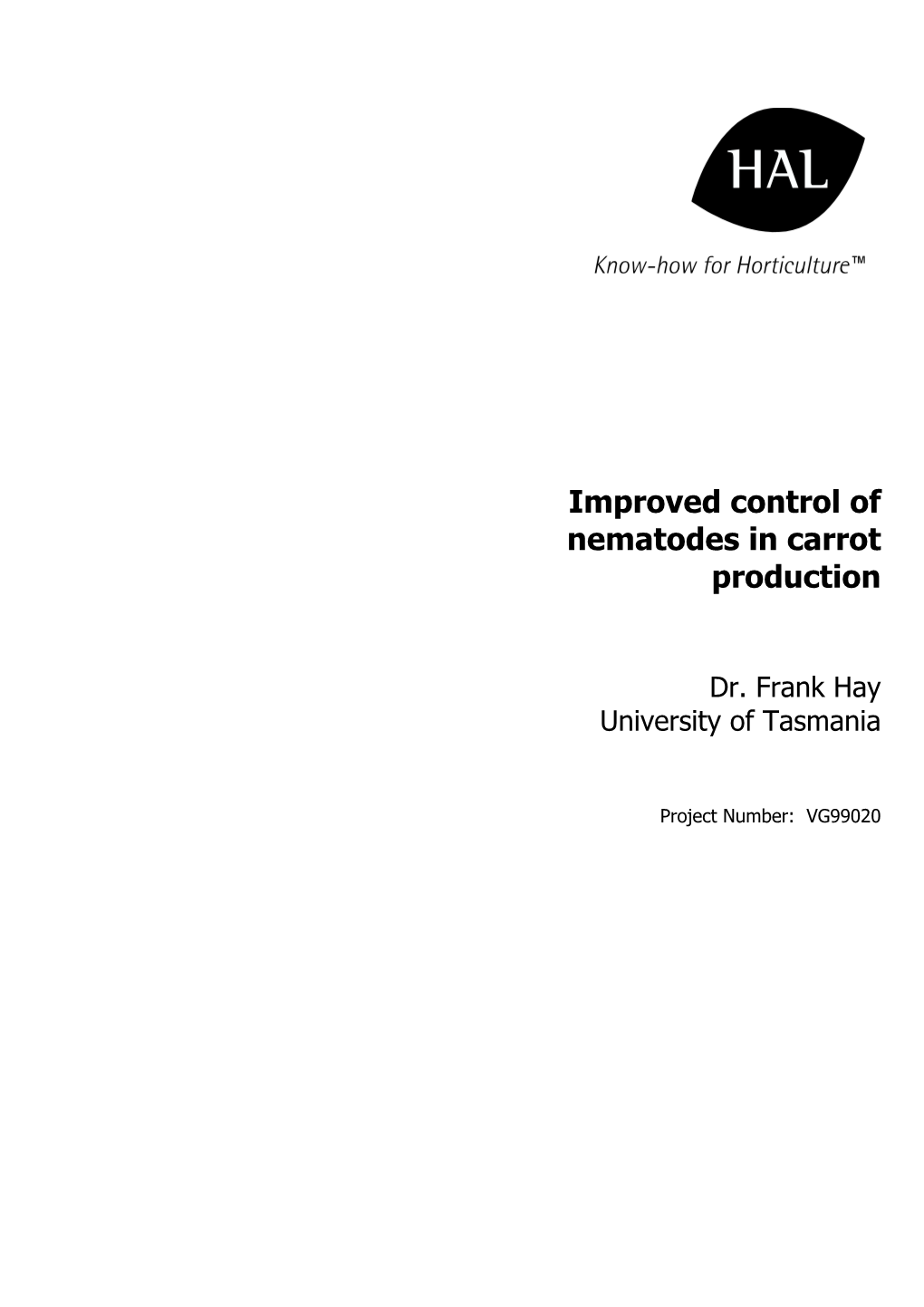 Improved Control of Nematodes in Carrot Production