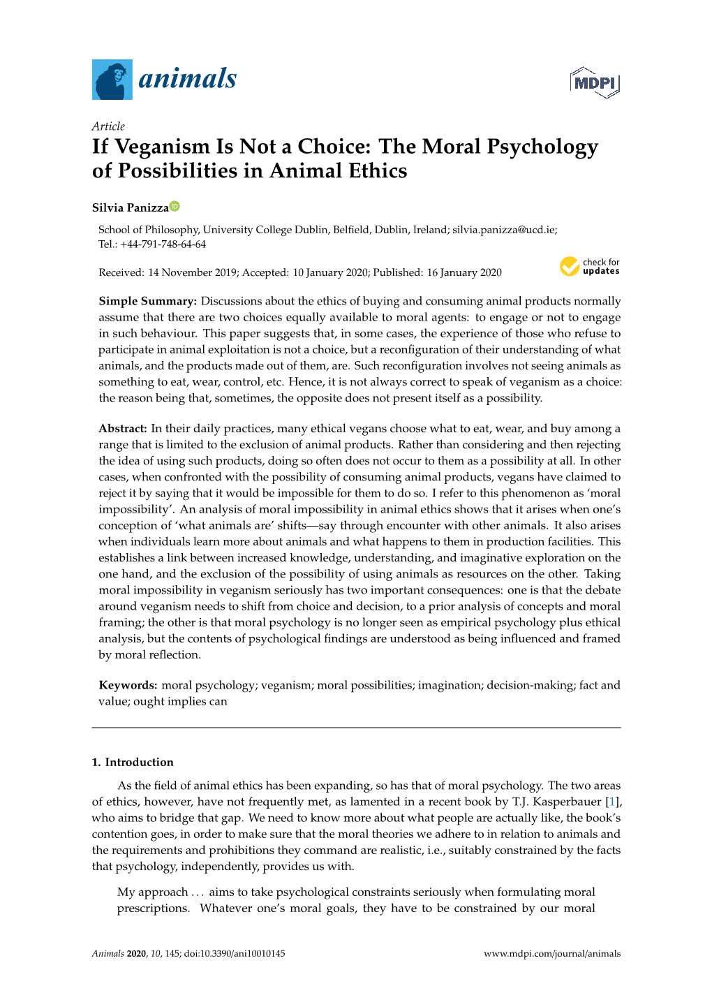 If Veganism Is Not a Choice: the Moral Psychology of Possibilities in Animal Ethics