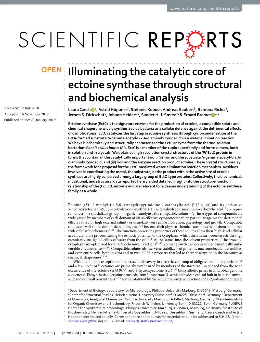 Illuminating the Catalytic Core of Ectoine Synthase Through Structural