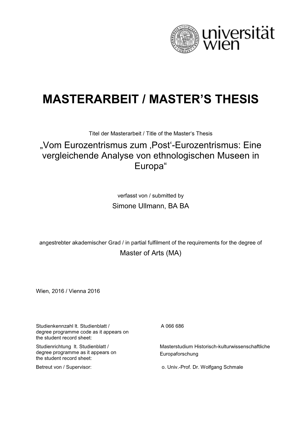 Masterarbeit / Master's Thesis