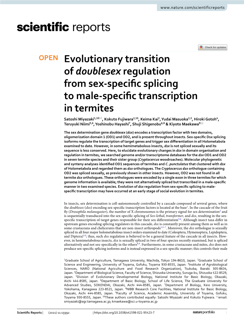 Evolutionary Transition of Doublesex Regulation from Sex-Specific Splicing