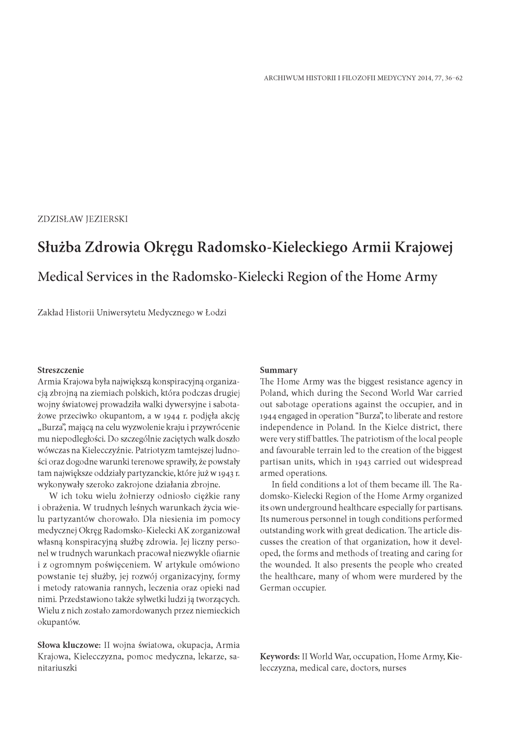 Służba Zdrowia Okręgu Radomsko-Kieleckiego Armii Krajowej