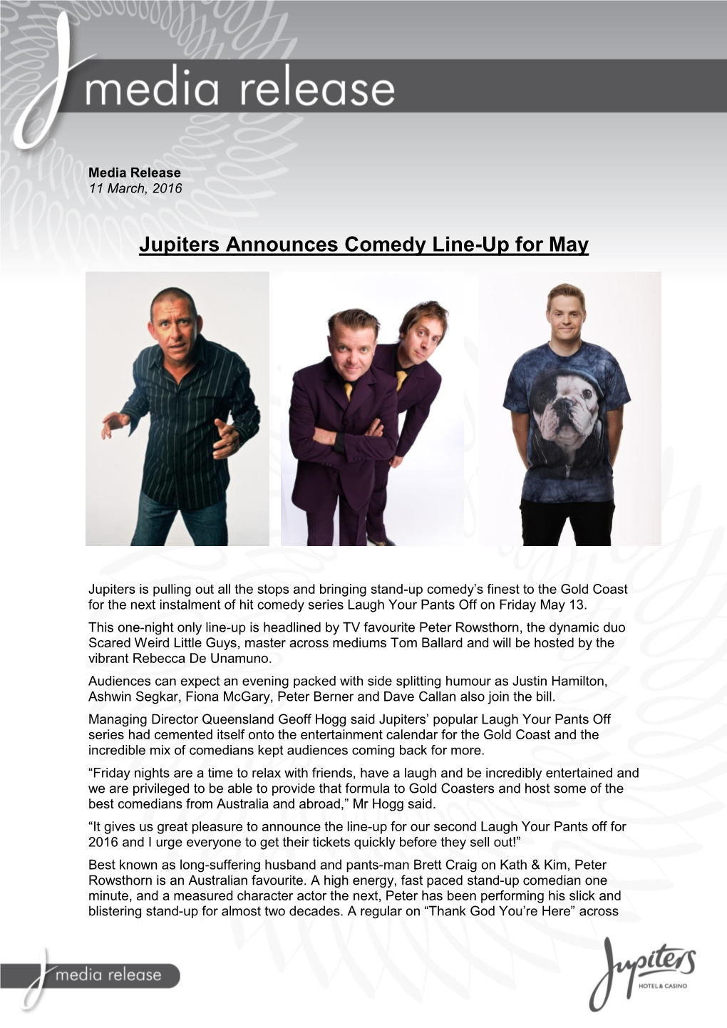 Jupiters Gold Coast Announces Comedy Line-Up For