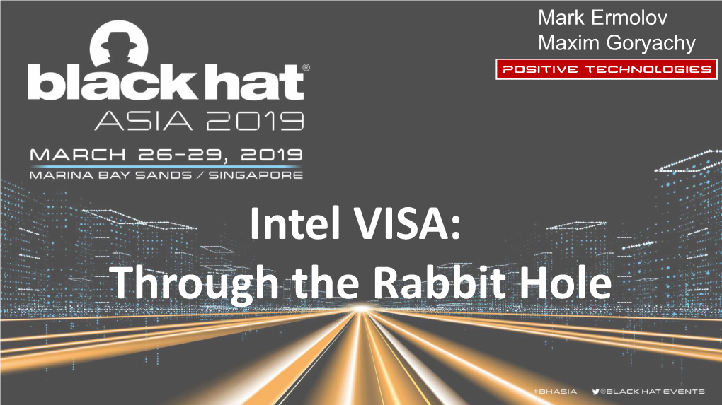 Intel VISA: Through the Rabbit Hole Disclaimer