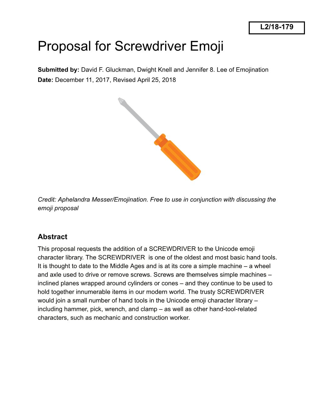 Proposal for Screwdriver Emoji