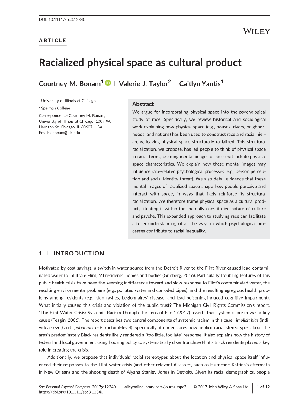 Racialized Physical Space As Cultural Product