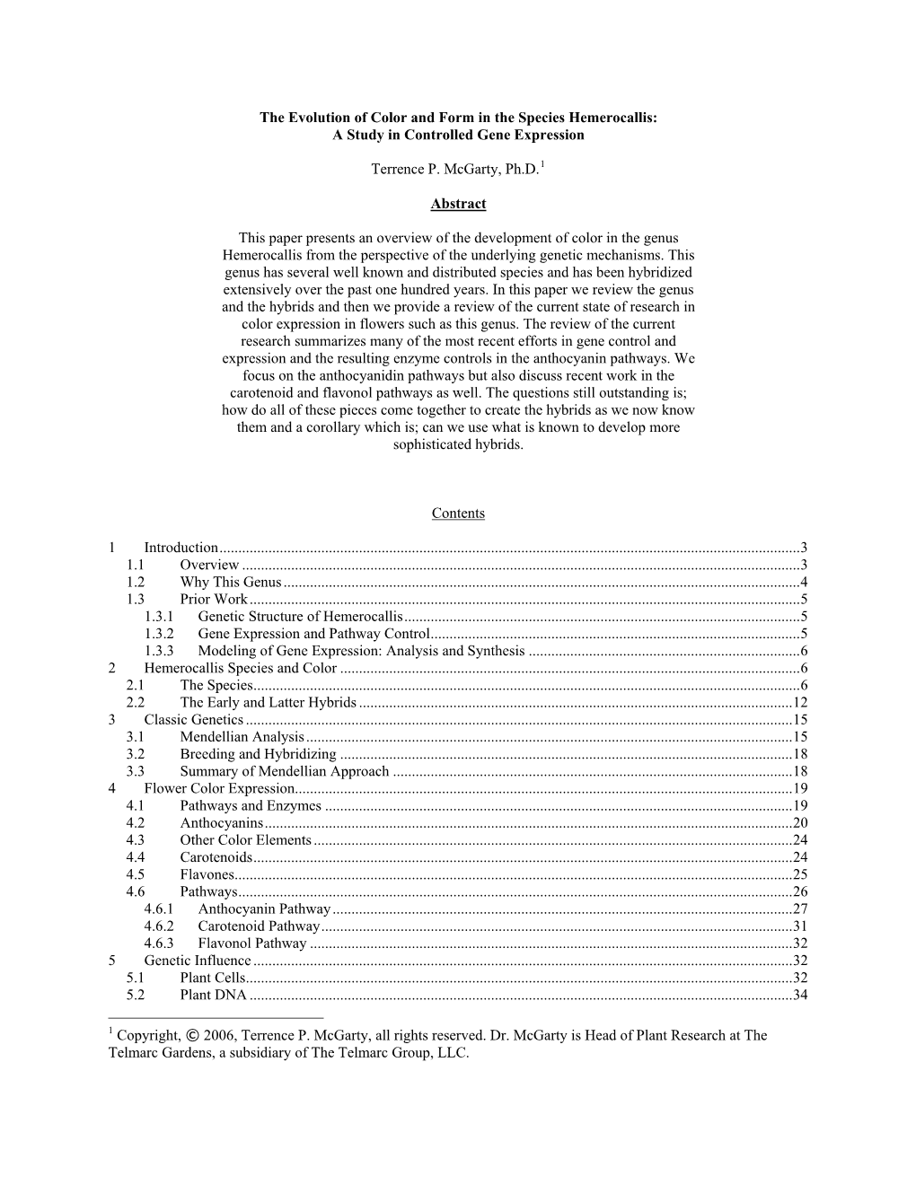 A Classification Analysis of the Species Hemerocallis