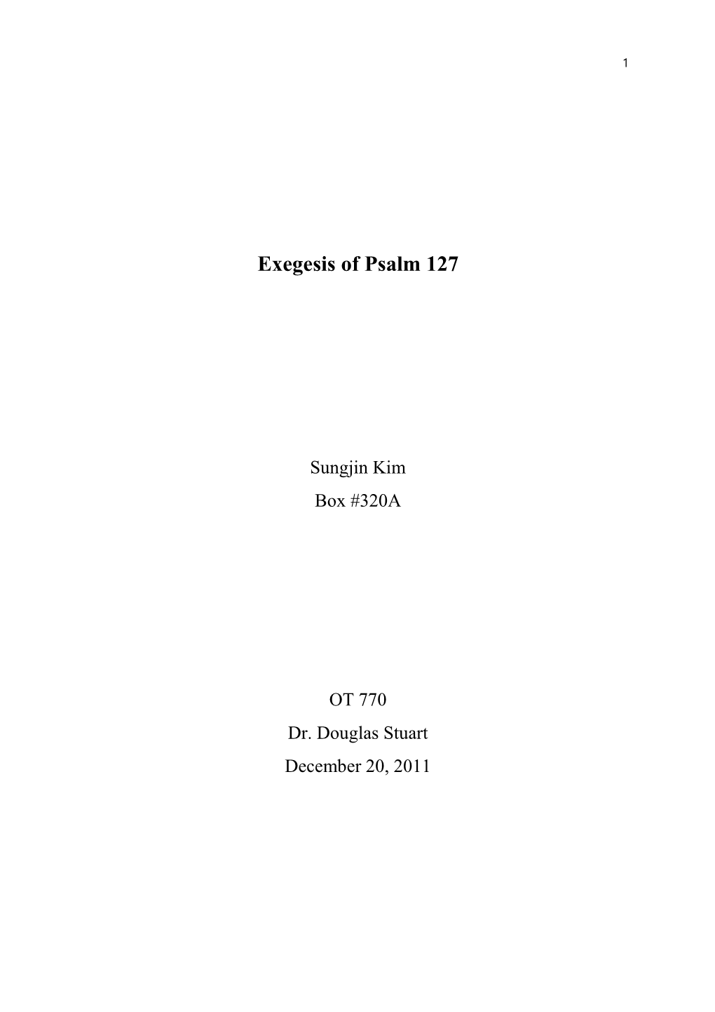 Exegesis of Psalm 127