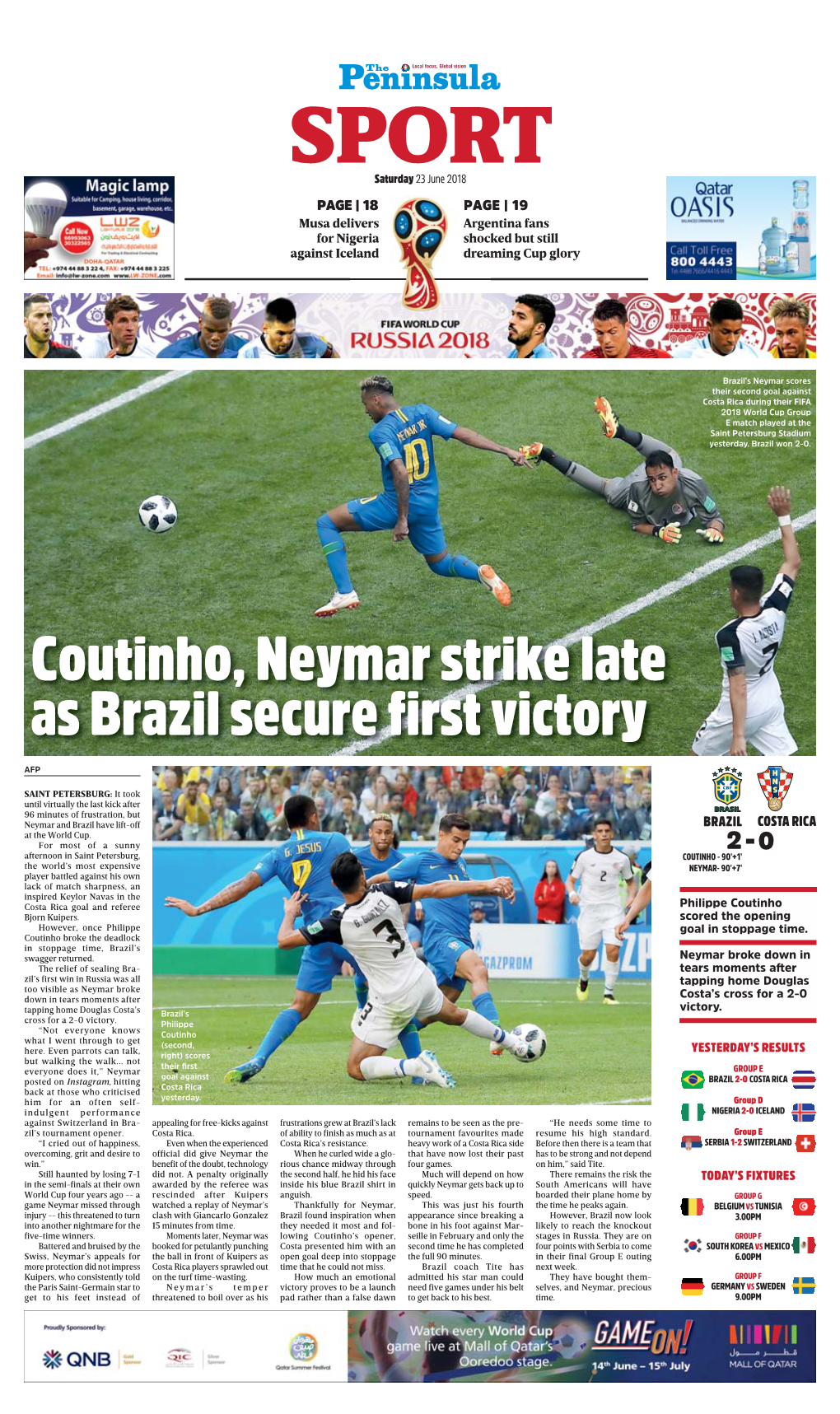 Coutinho, Neymar Strike Late As Brazil Secure First Victory