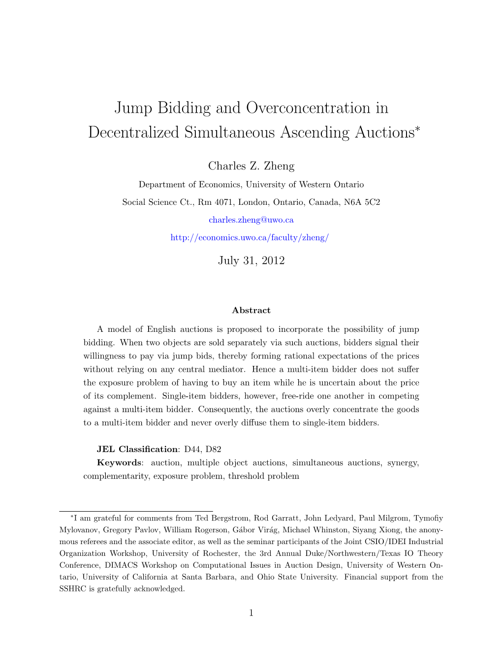 Jump Bidding and Overconcentration in Decentralized Simultaneous Ascending Auctions∗
