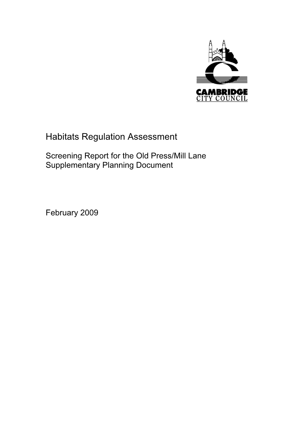 Habitats Regulation Screening Assessment Report
