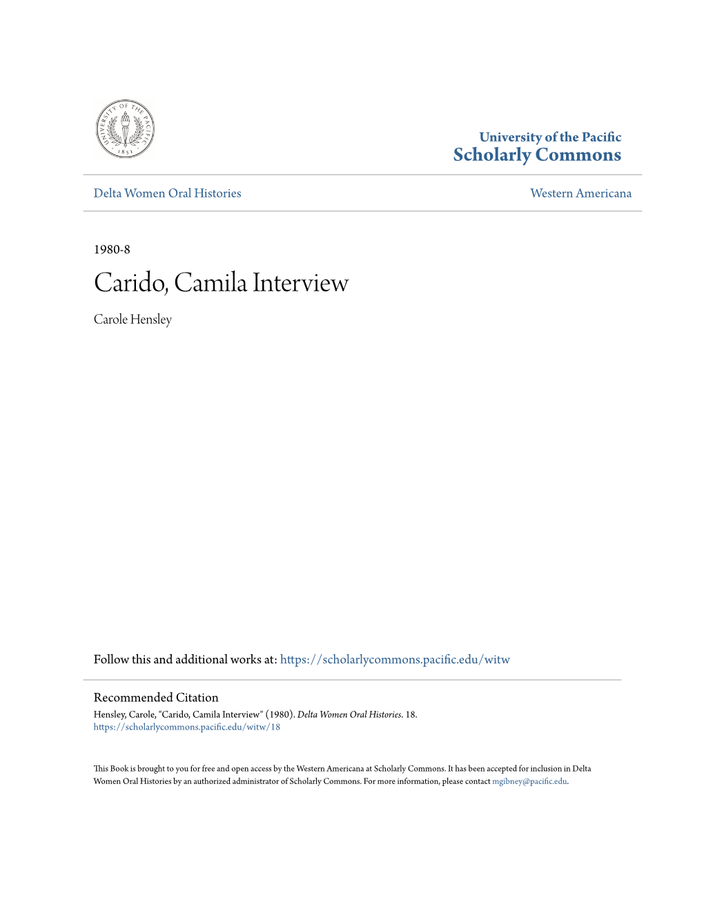 Carido, Camila Interview Carole Hensley