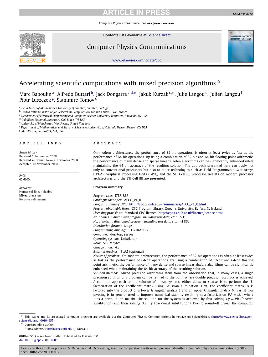 Accelerating Scientific Computations with Mixed Precision Algorithms