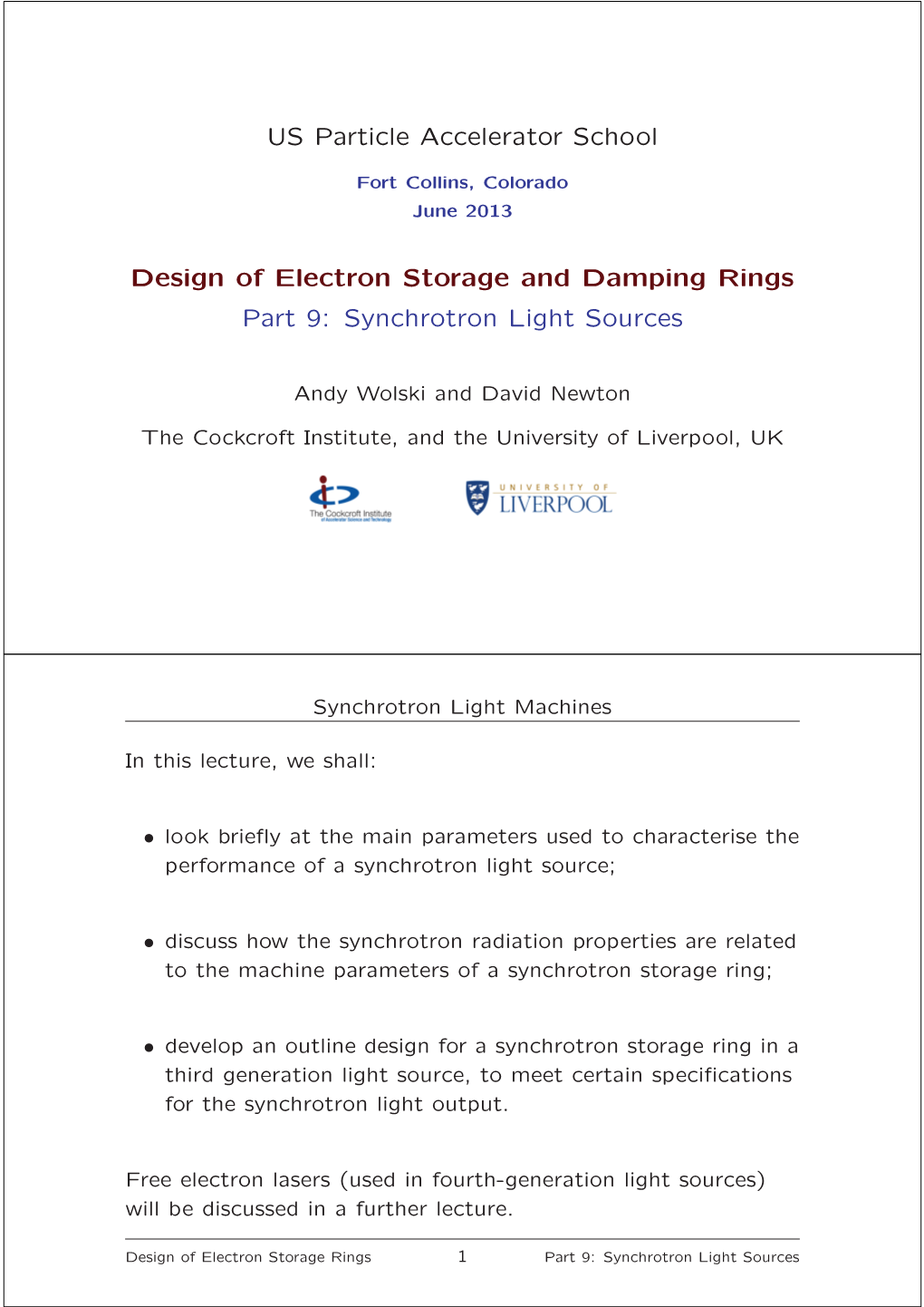 Synchrotron Light Sources