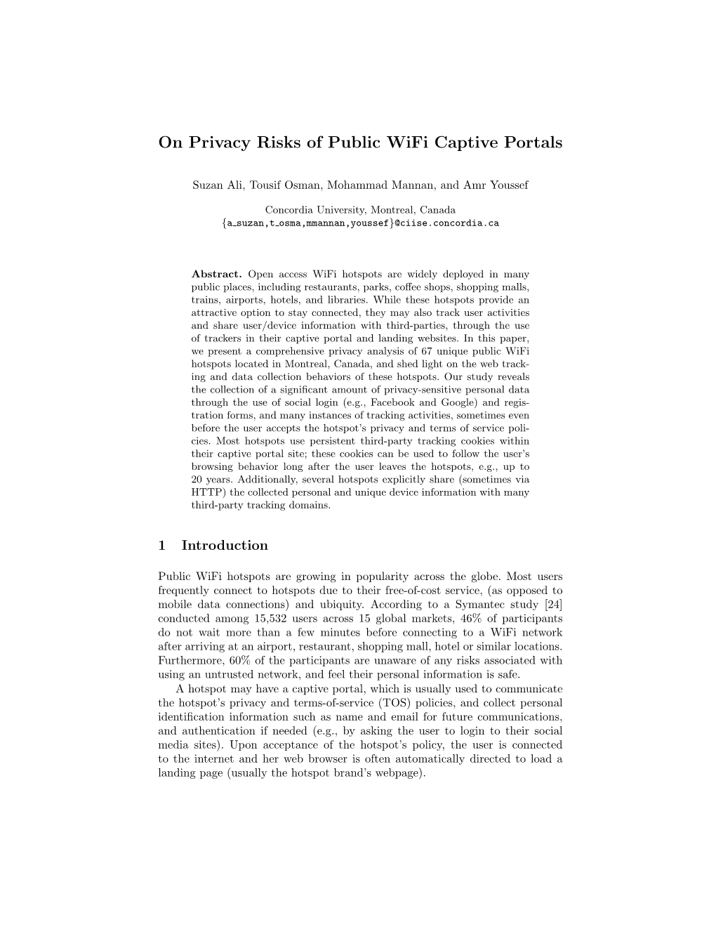 On Privacy Risks of Public Wifi Captive Portals