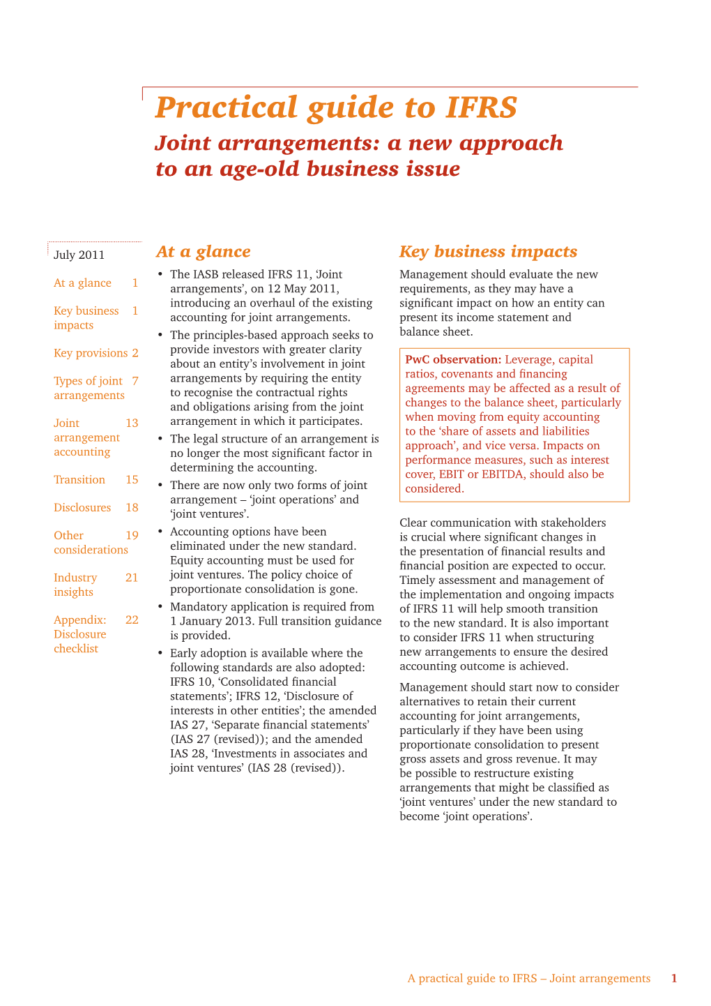 Practical Guide to IFRS Joint Arrangements: a New Approach to an Age-Old Business Issue