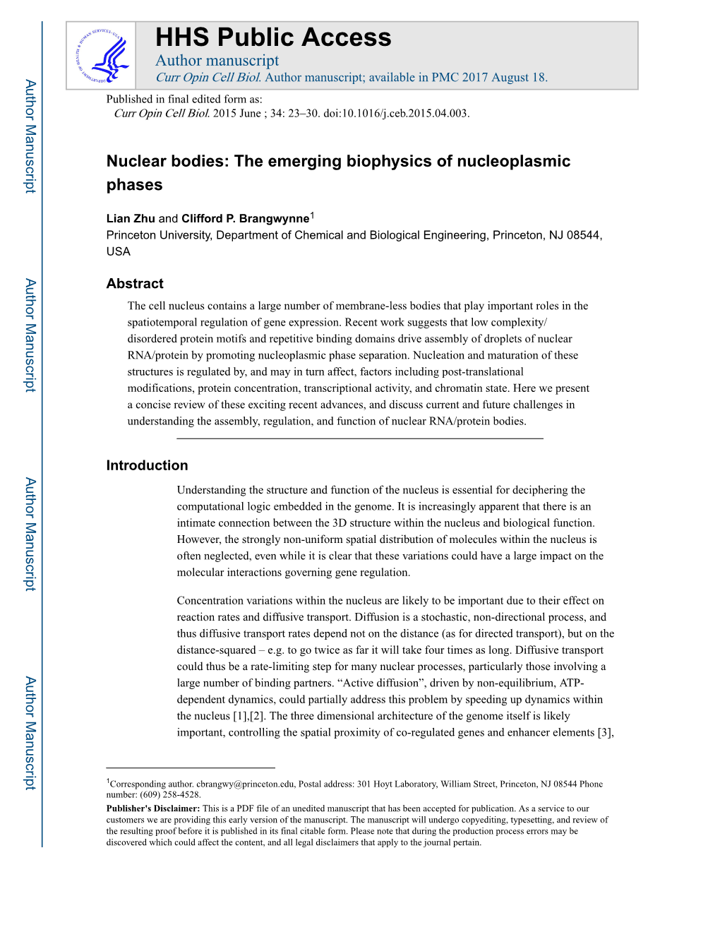 Nuclear Bodies: the Emerging Biophysics of Nucleoplasmic Phases