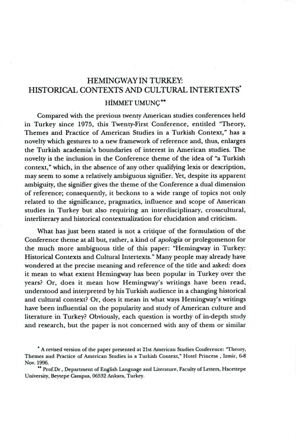 Historical Contexts and Cultural Intertexts