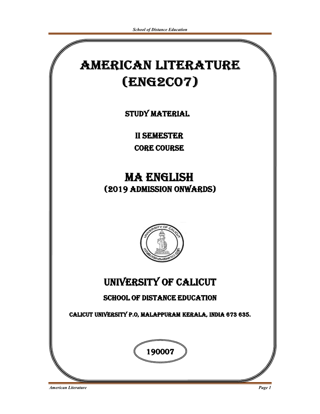 American Literature (Eng2c07)