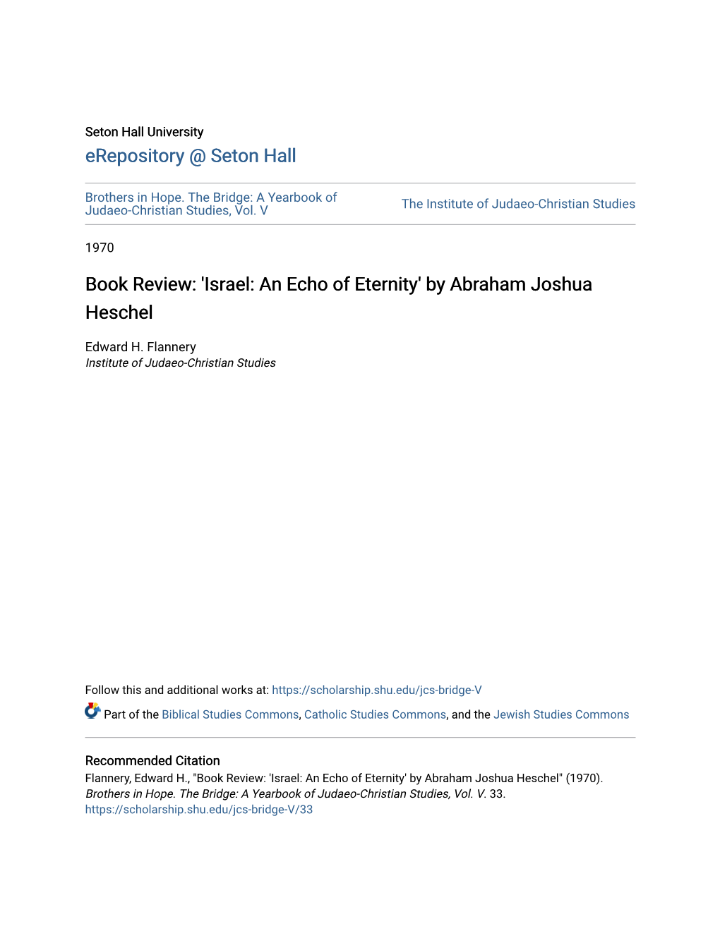 Book Review: 'Israel: an Echo of Eternity' by Abraham Joshua Heschel