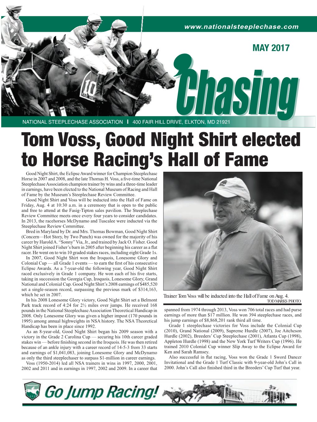 Tom Voss, Good Night Shirt Elected to Horse Racing's Hall of Fame