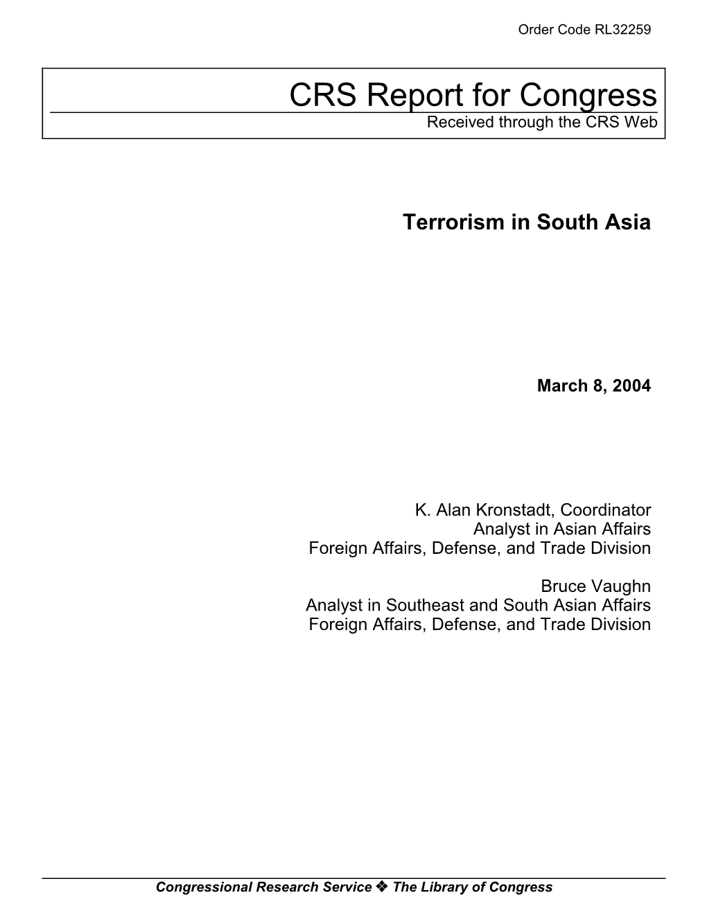 Terrorism in South Asia