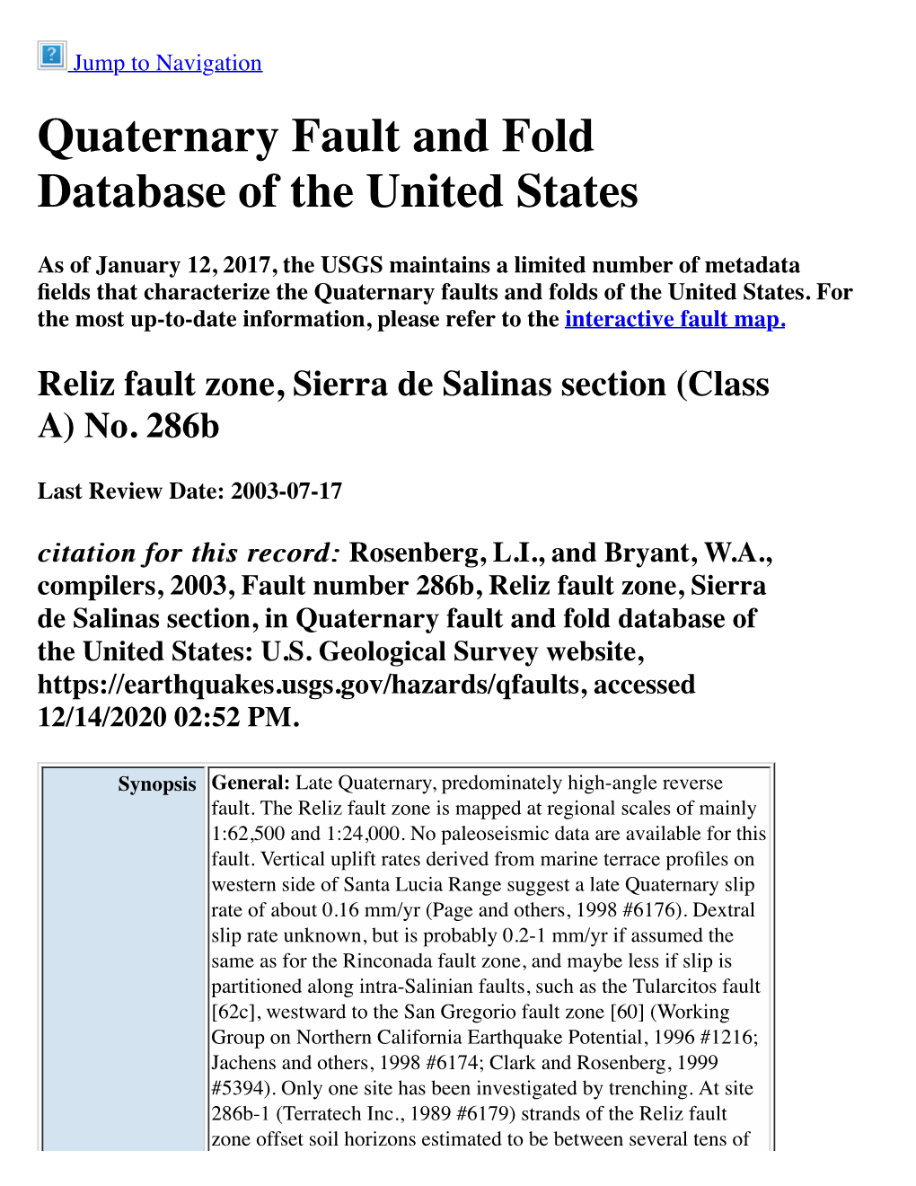 Quaternary Fault and Fold Database of the United States