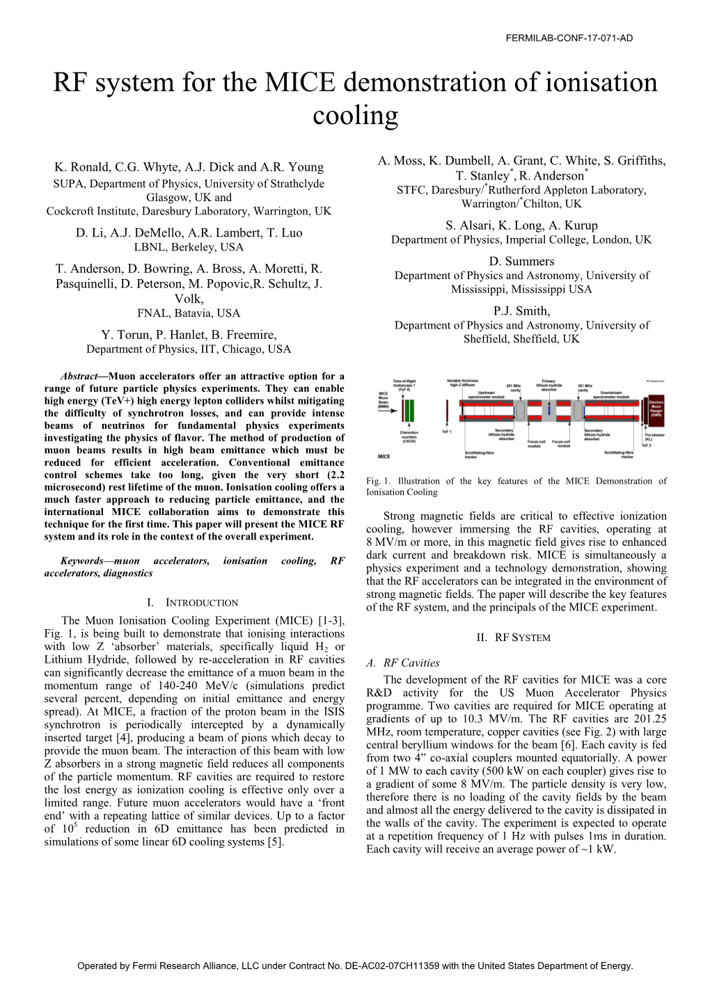 RF System for the MICE Demonstration of Ionization Cooling