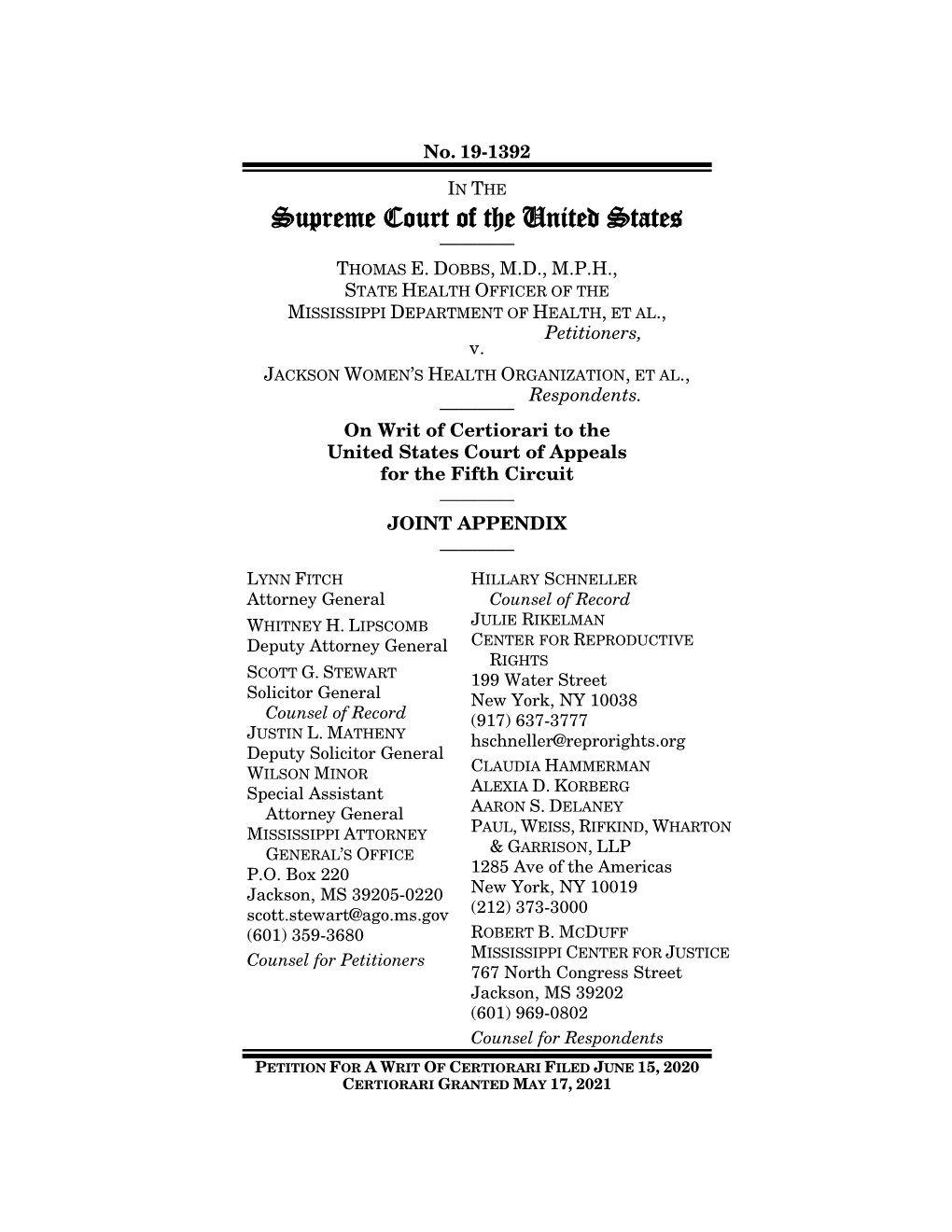 Supreme Court of the United States ———— THOMAS E