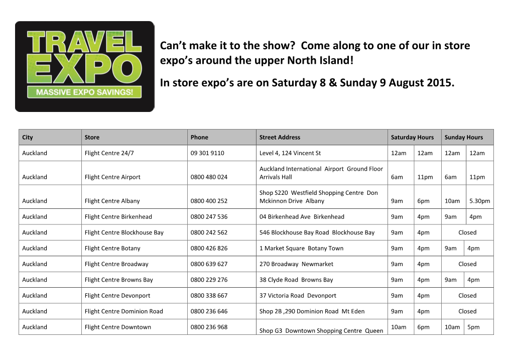 Come Along to One of Our in Store Expo's Around the Upper North Island!