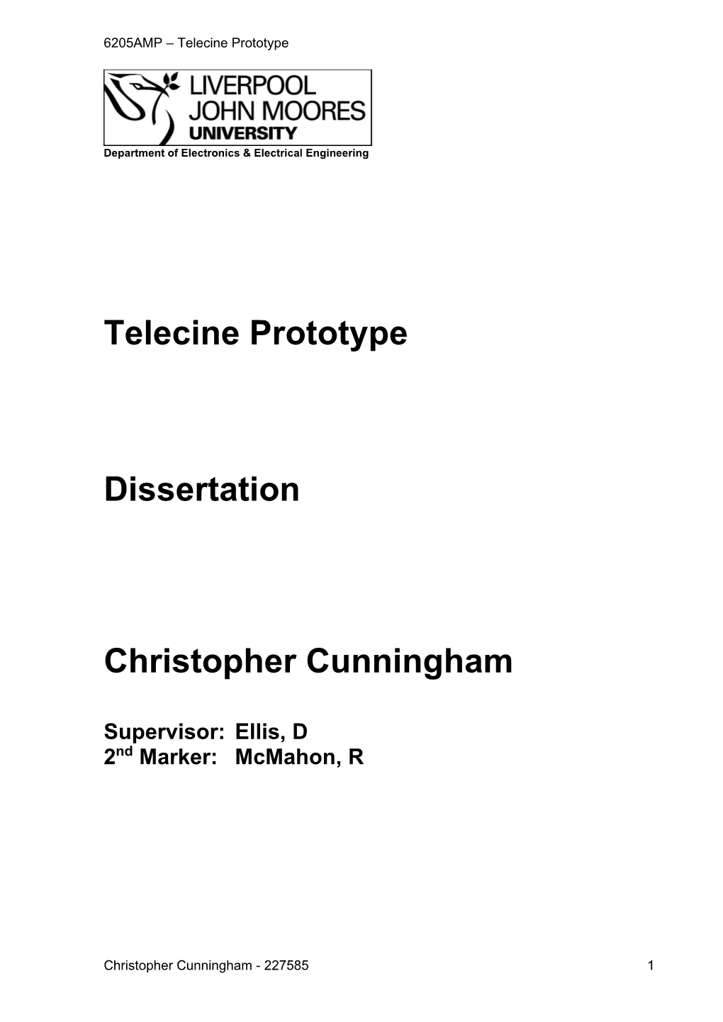 Telecine Prototype Dissertation Christopher Cunningham