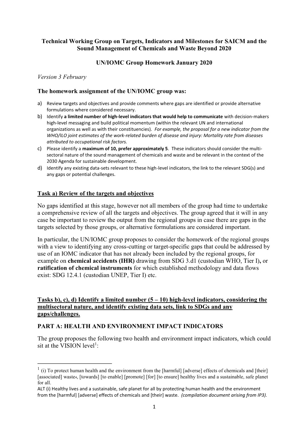 UN/IOMC Group Homework January 2020