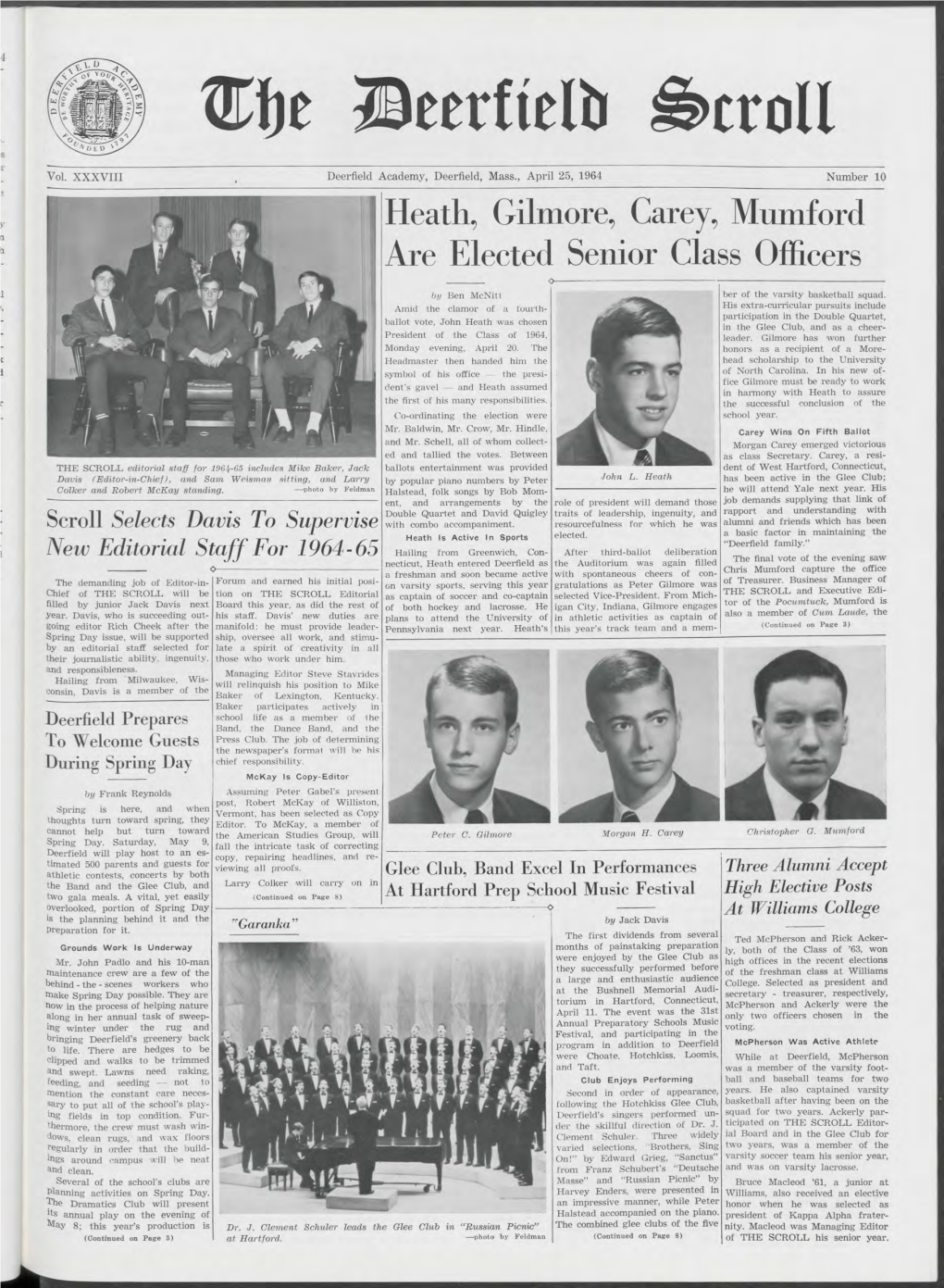 April 25, 1964 Number 10 Heath, Gilmore, Carey, Mumford Are Elected Senior Class Officers