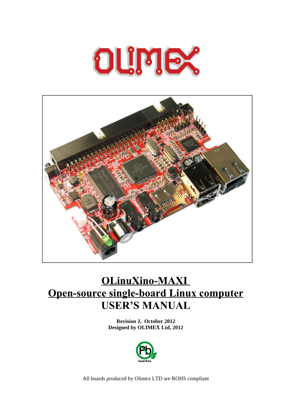 Olinuxino-MAXI Open-Source Single-Board Linux Computer USER’S MANUAL