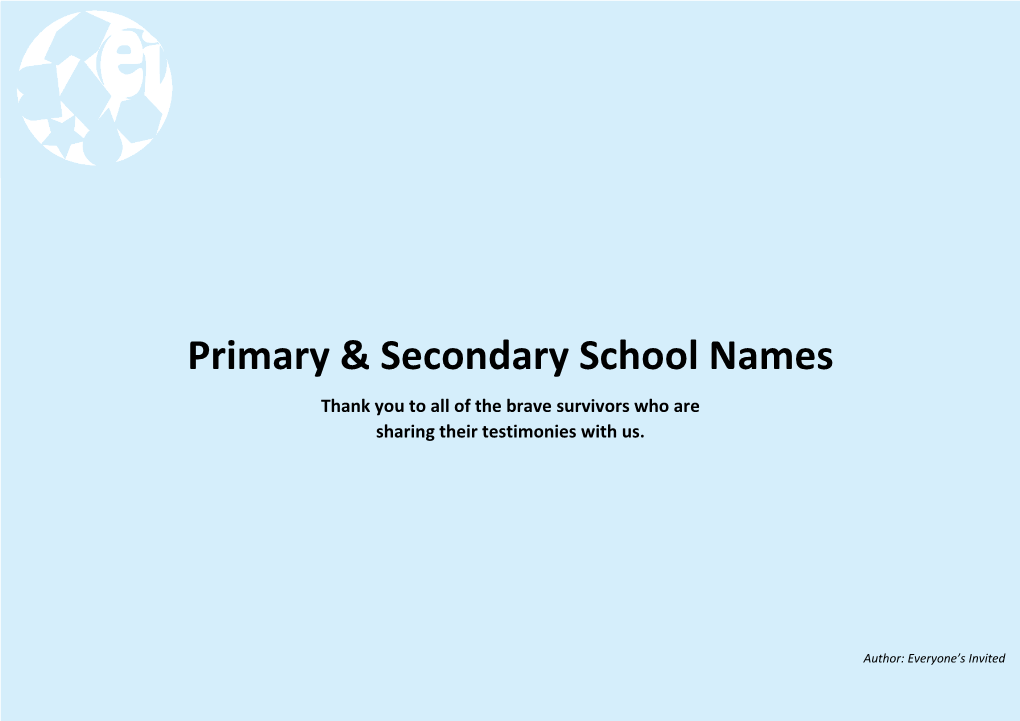 Secondary & Primary School Names