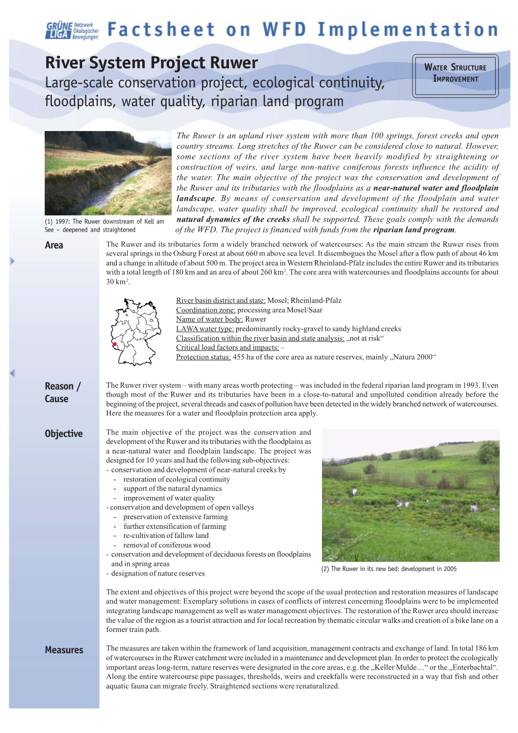 River System Project Ruwer WATER STRUCTURE Large-Scale Conservation Project, Ecological Continuity, IMPROVEMENT Floodplains, Water Quality, Riparian Land Program