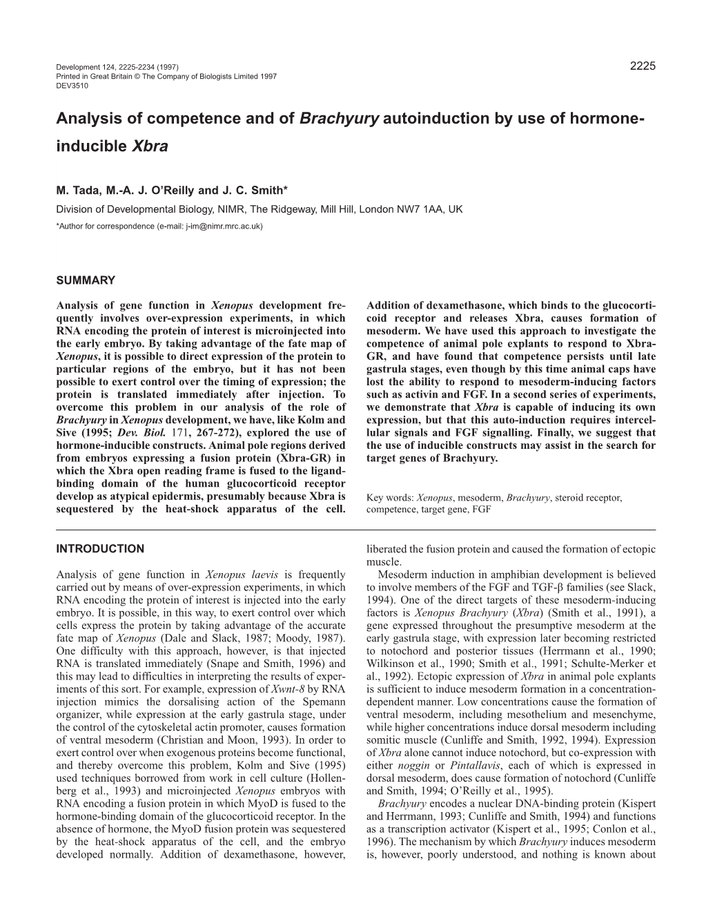 Analysis of Competence and of Brachyury Autoinduction by Use of Hormone- Inducible Xbra