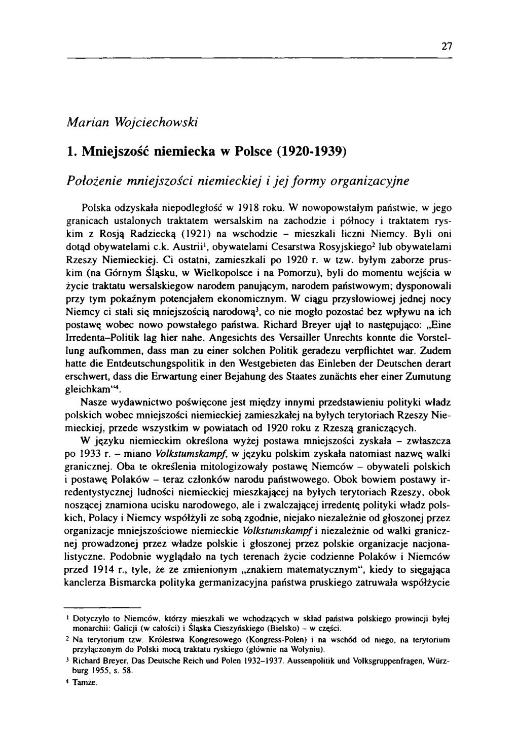 1. Mniejszosc Niemiecka W Polsce (1920-1939)