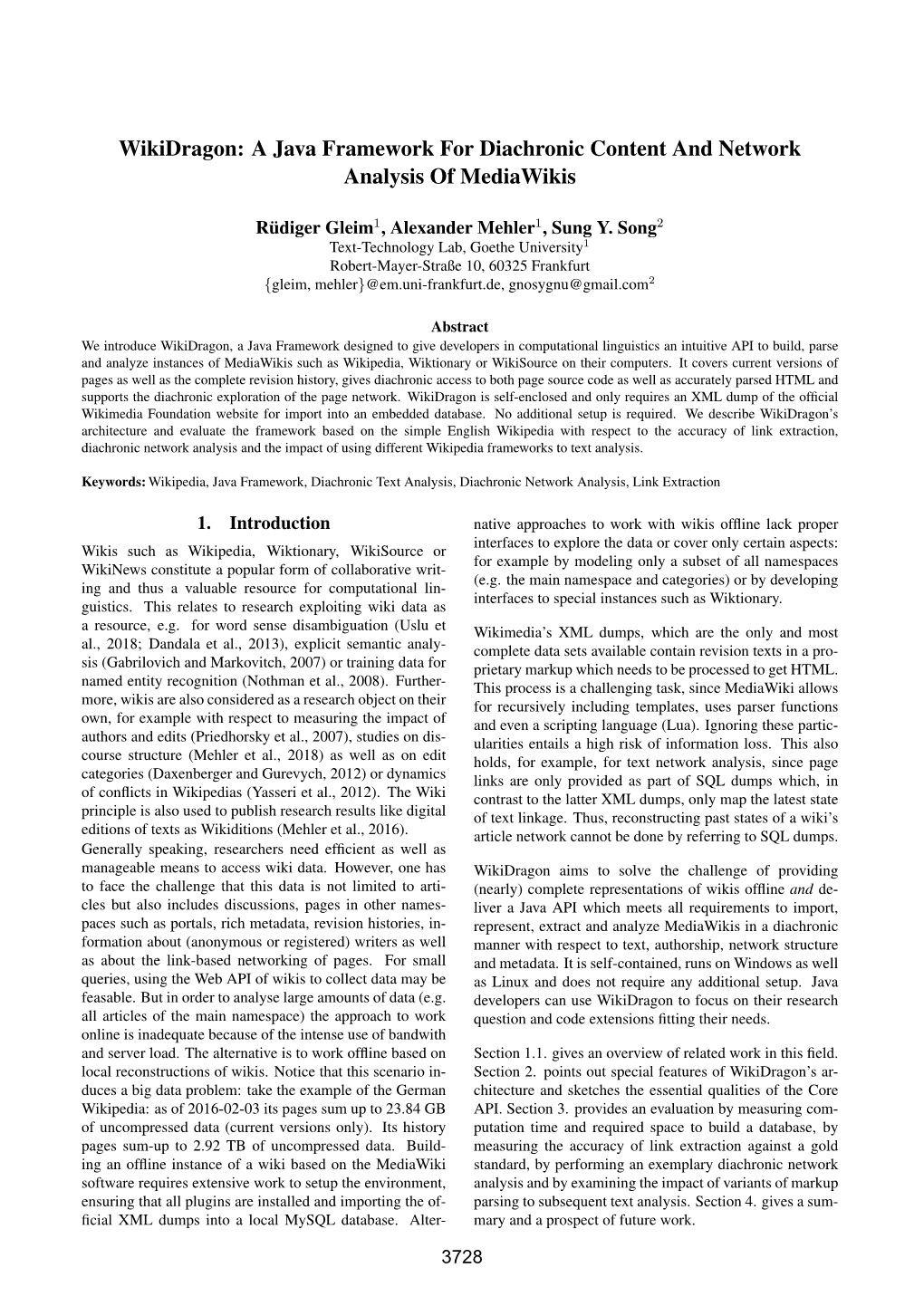 A Java Framework for Diachronic Content and Network Analysis of Mediawikis