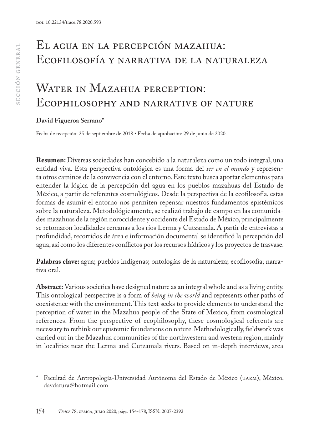 El Agua En La Percepción Mazahua: Ecofilosofía Y Narrativa De La Naturaleza