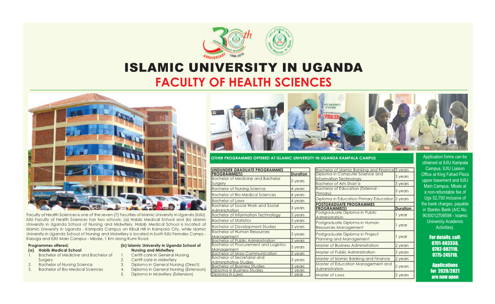 Islamic University in Uganda Faculty of Health Sciences