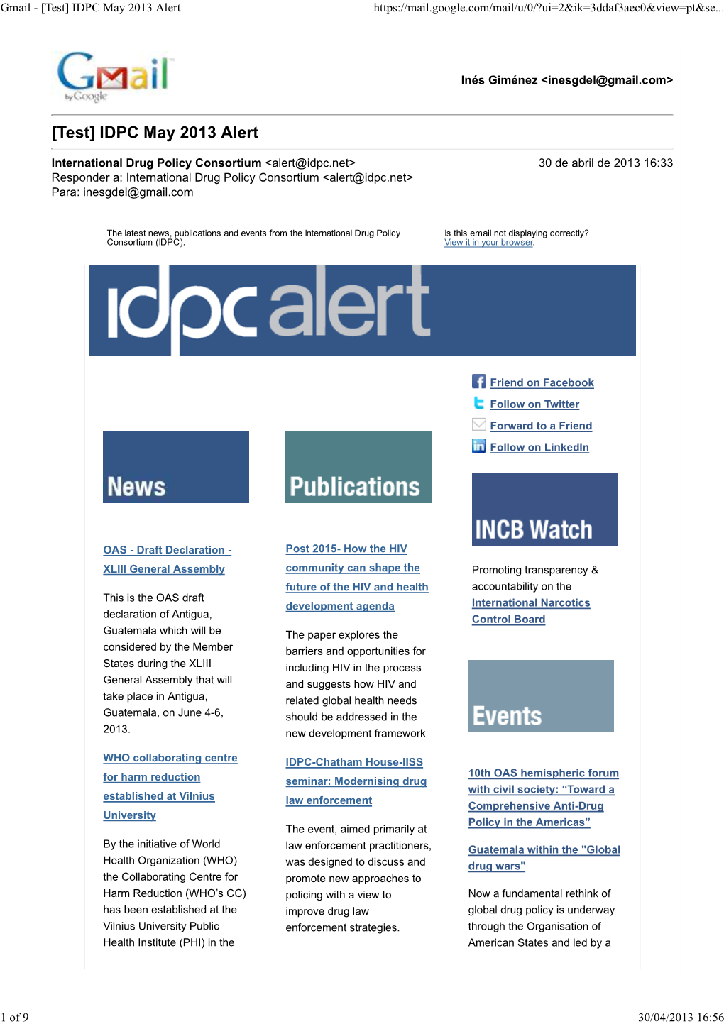 Gmail - [Test] IDPC May 2013 Alert