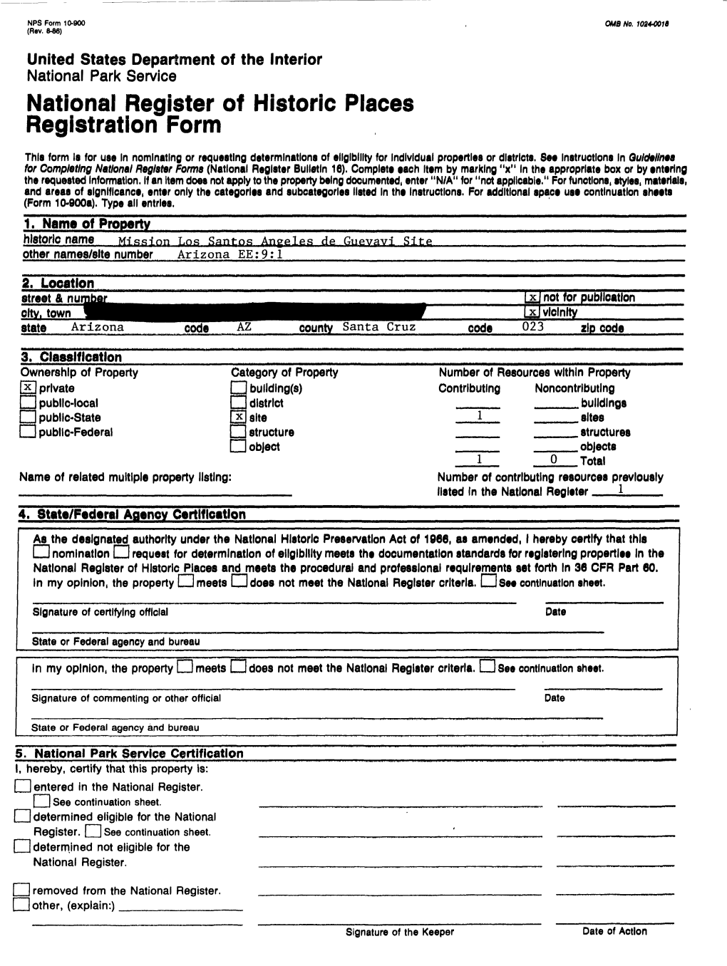 National Register of Historic Places Registration Form