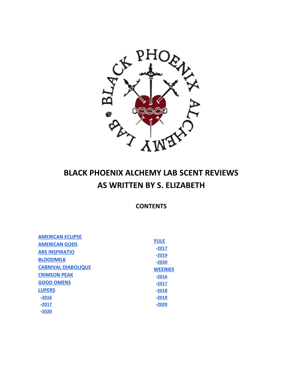 Black Phoenix Alchemy Lab Scent Reviews As Written by S. Elizabeth