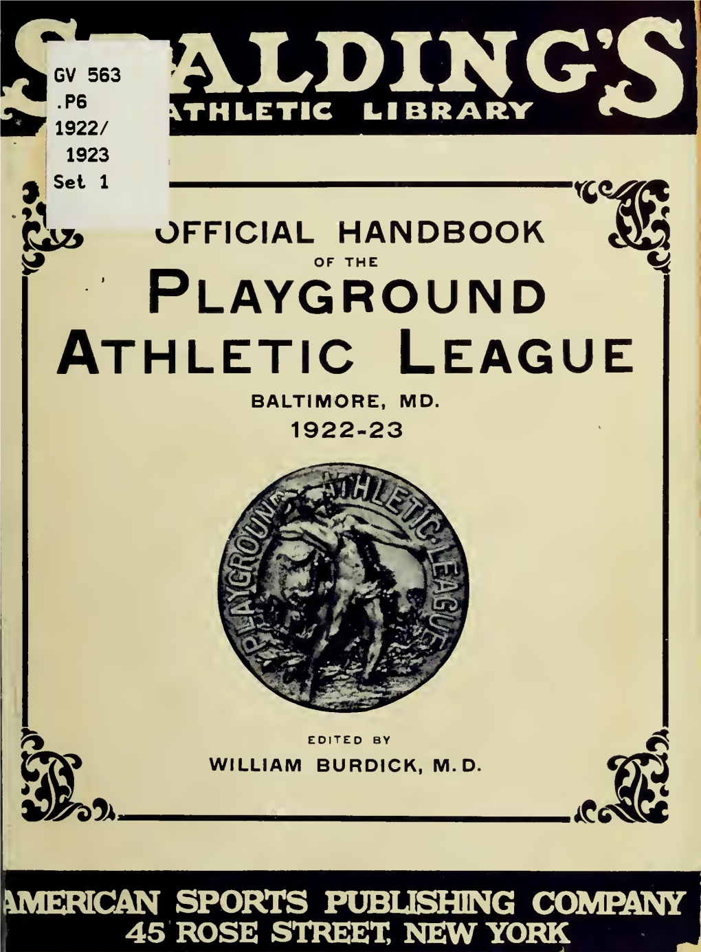 Official Handbook of the Playground Athletic League, Baltimore, Md.