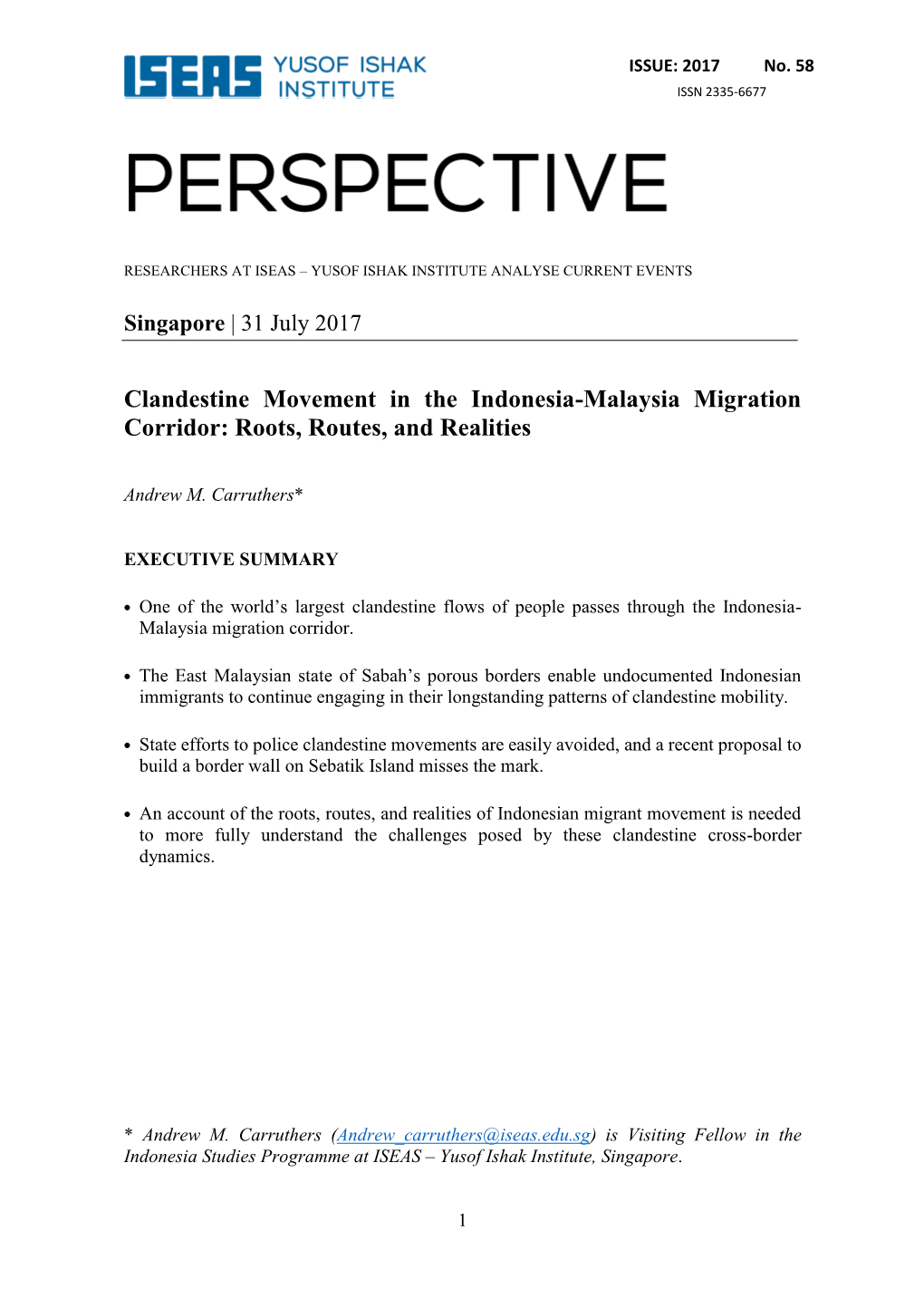 Clandestine Movement in the Indonesia-Malaysia Migration Corridor: Roots, Routes, and Realities
