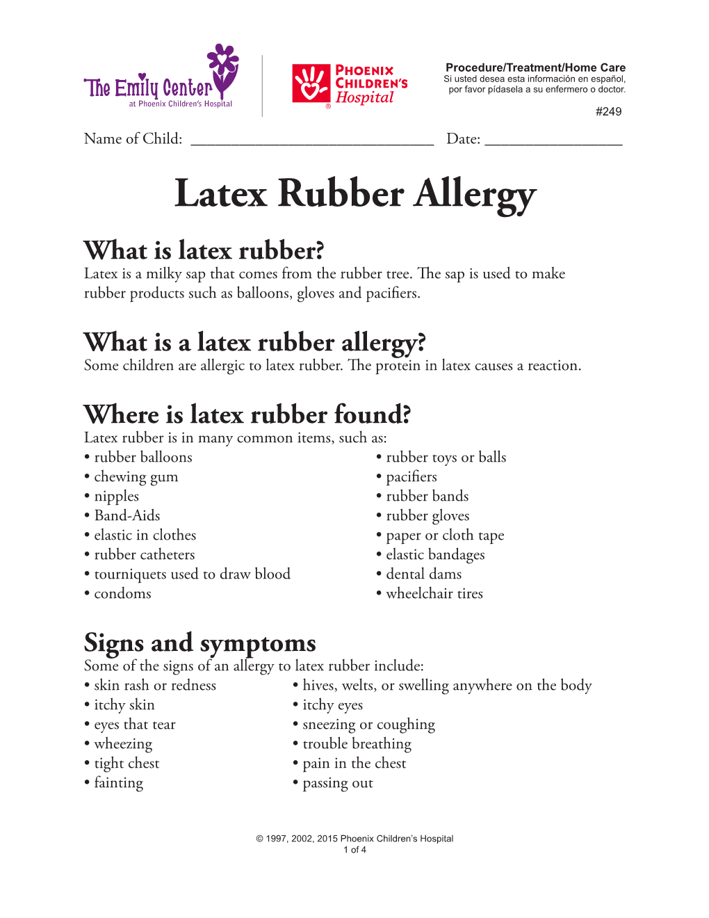 Latex Rubber Allergy #249