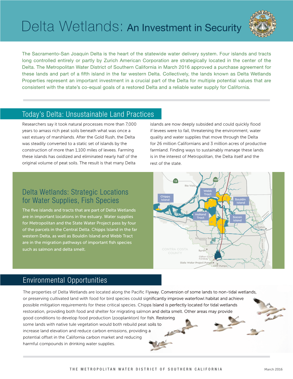 Delta Wetlands: an Investment in Security